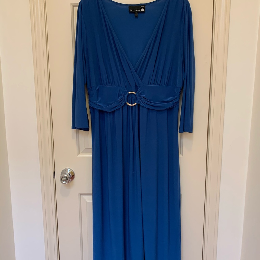Antthony Blue V-neck Draped Dress